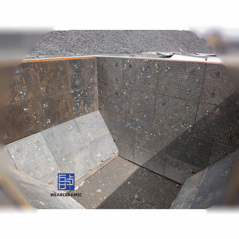 矿用溜槽料斗安装耐磨陶瓷衬板